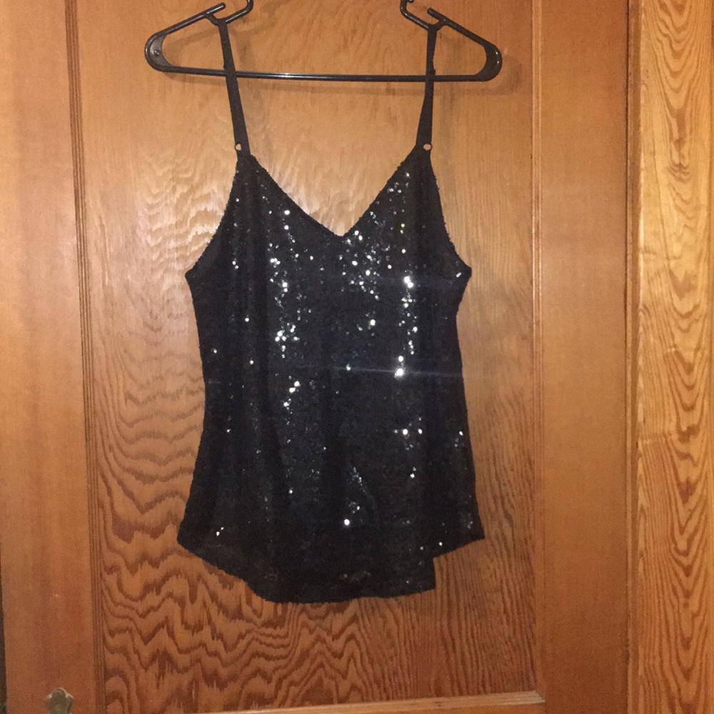 Black Sequin Tank Top